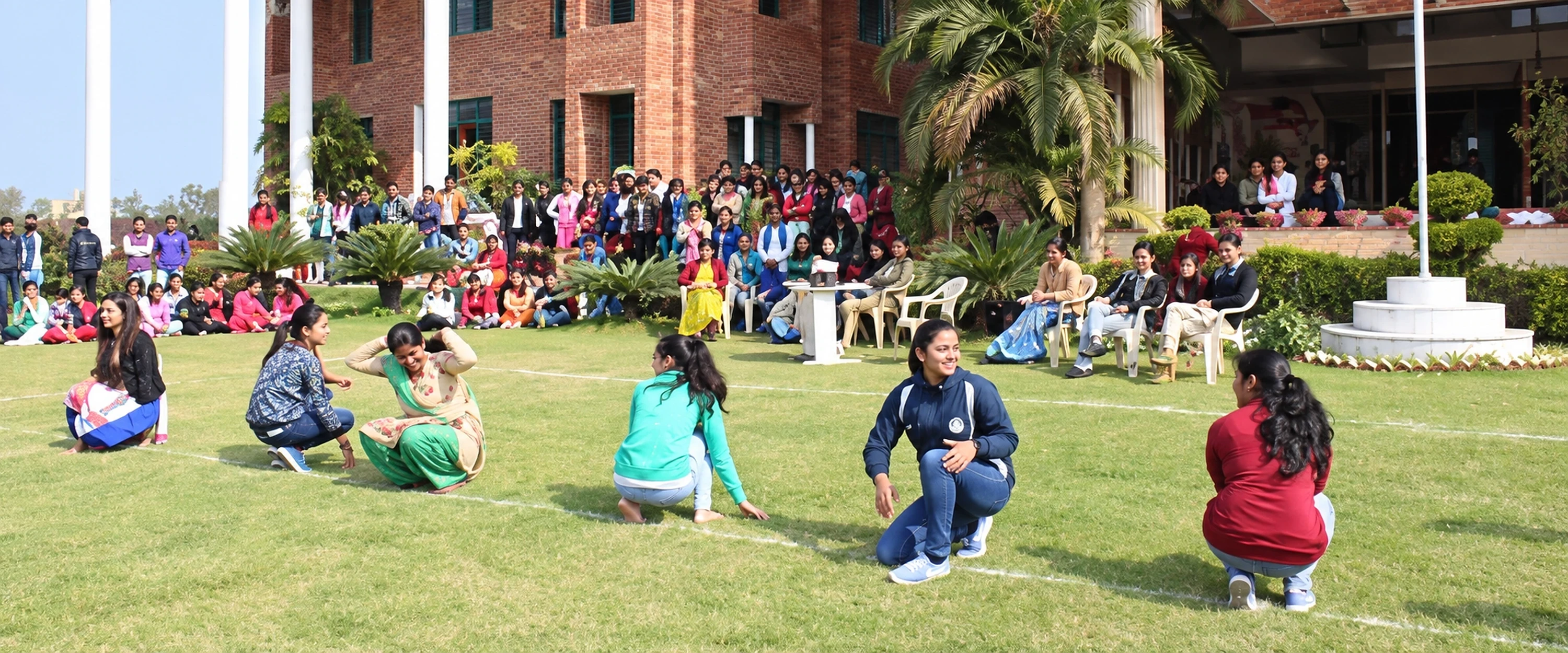 Students taking part in outdoor sports at Kukreja Institute